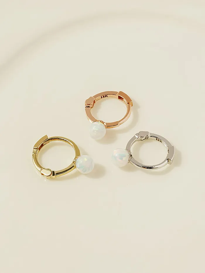 MinimalBijoux Earrings 14K 18K Gold Opal Cartilage Hoop Earring