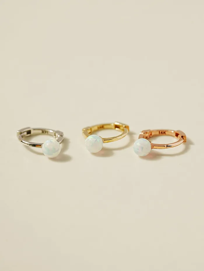 MinimalBijoux Earrings 14K 18K Gold Opal Cartilage Hoop Earring