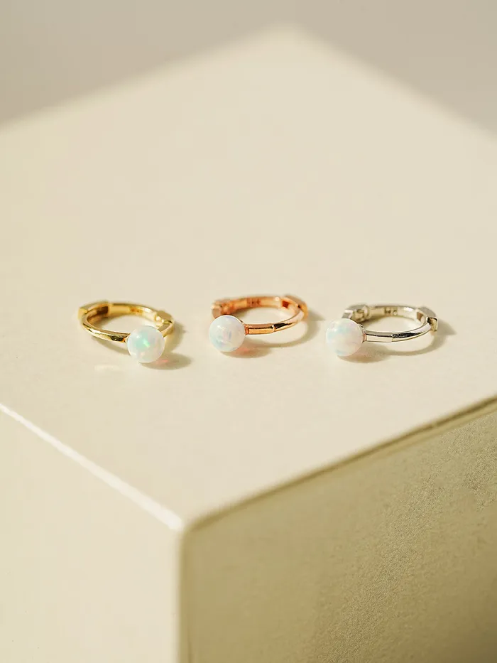 MinimalBijoux Earrings 14K 18K Gold Opal Cartilage Hoop Earring
