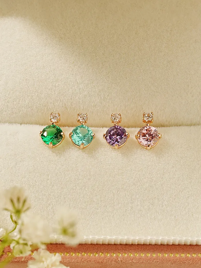 MinimalBijoux Earrings 14K Gold Double Point CZ Cartilage Earring 20G18G16G