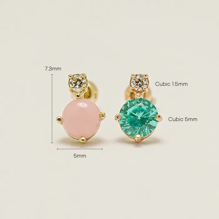 MinimalBijoux Earrings 14K Gold Double Point CZ Cartilage Earring 20G18G16G