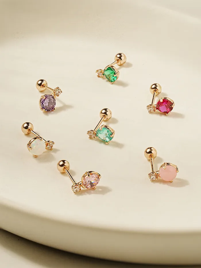 MinimalBijoux Earrings 14K Gold Double Point CZ Cartilage Earring 20G18G16G