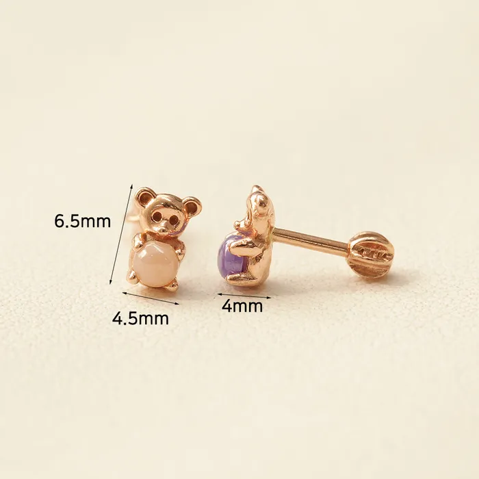 MinimalBijoux Earrings 14K Gold Hug CZ Bear Cartilage Earring 18G16G