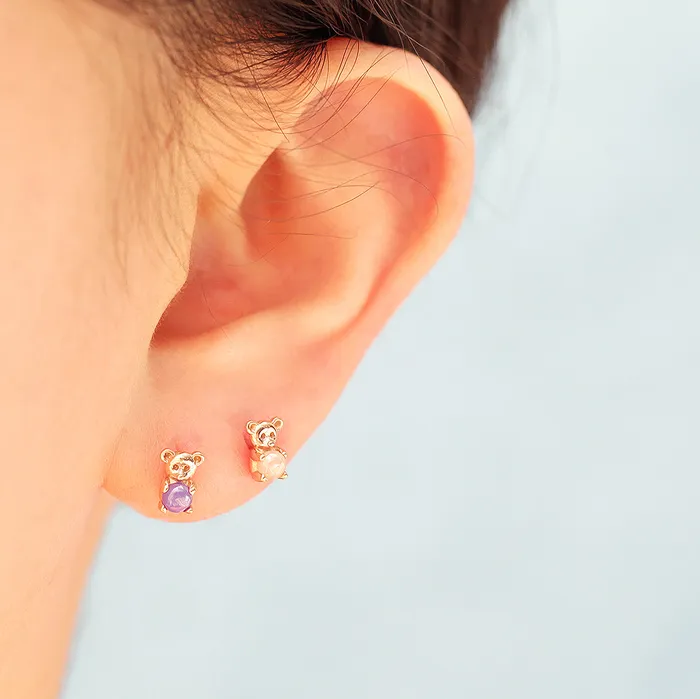 MinimalBijoux Earrings 14K Gold Hug CZ Bear Cartilage Earring 18G16G