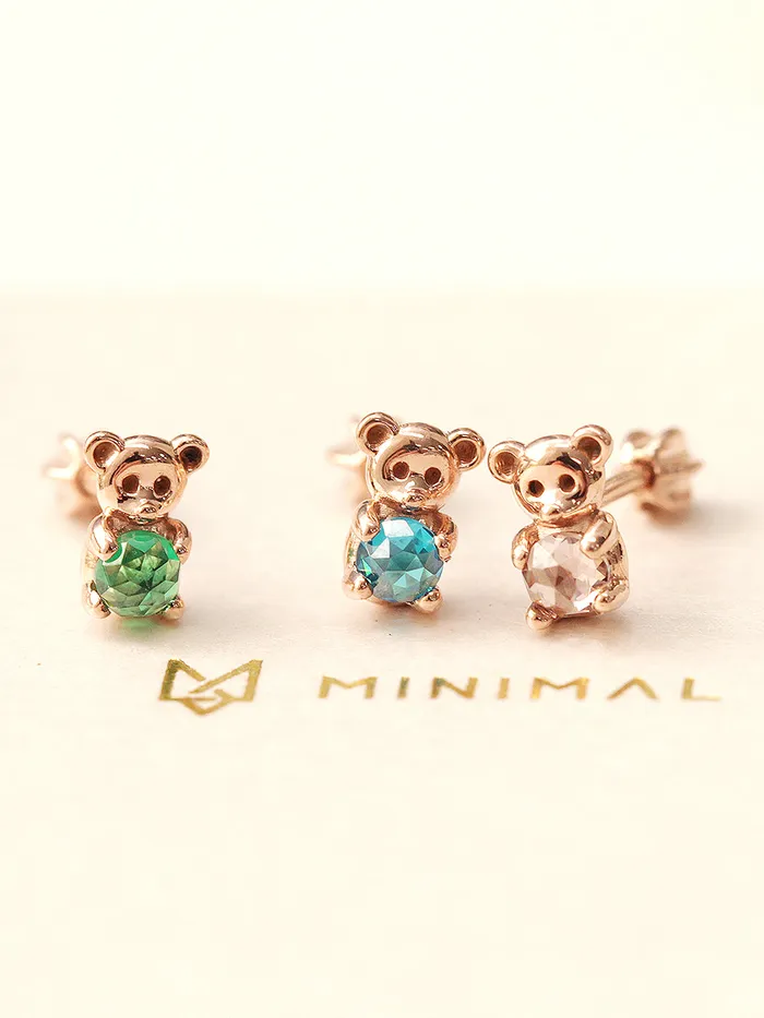 MinimalBijoux Earrings 14K Gold Hug CZ Bear Cartilage Earring 18G16G