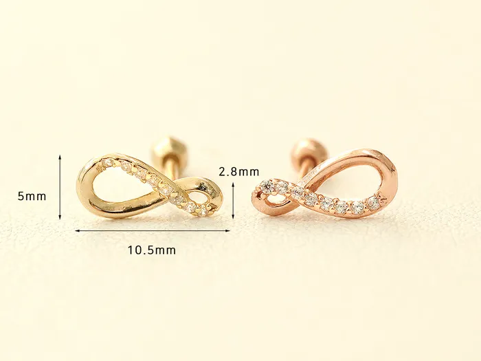 MinimalBijoux Earrings 14K Gold Infinite Cubic Cartilage Earring 18G16G