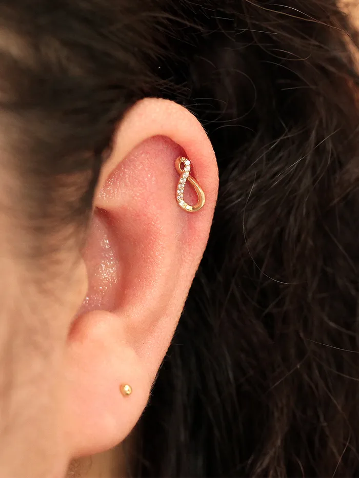 MinimalBijoux Earrings 14K Gold Infinite Cubic Cartilage Earring 18G16G