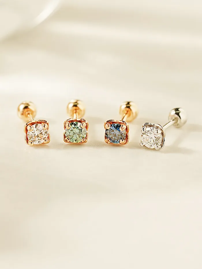 MinimalBijoux Earrings 14K Gold Moissanite Kare Cartilage Earring 20G18G16G MinimalBijoux Earrings 14K Gold Moissanite Kare Cartilage Earring 20G18G16G
