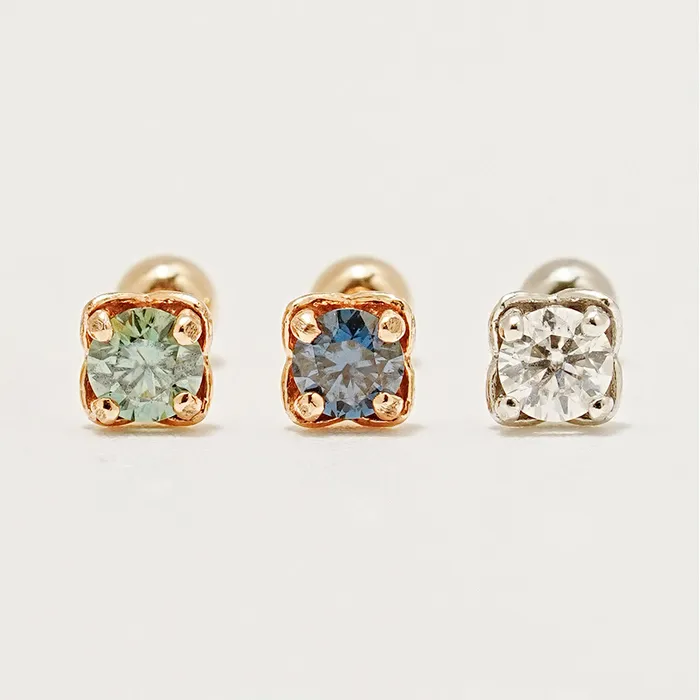 MinimalBijoux Earrings 14K Gold Moissanite Kare Cartilage Earring 20G18G16G