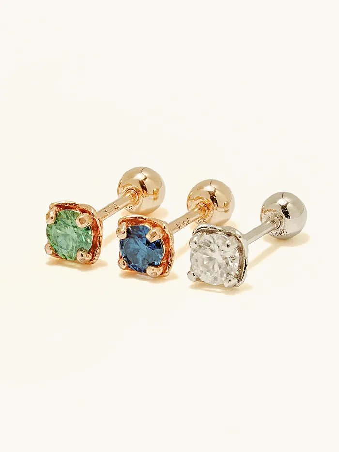MinimalBijoux Earrings 14K Gold Moissanite Kare Cartilage Earring 20G18G16G