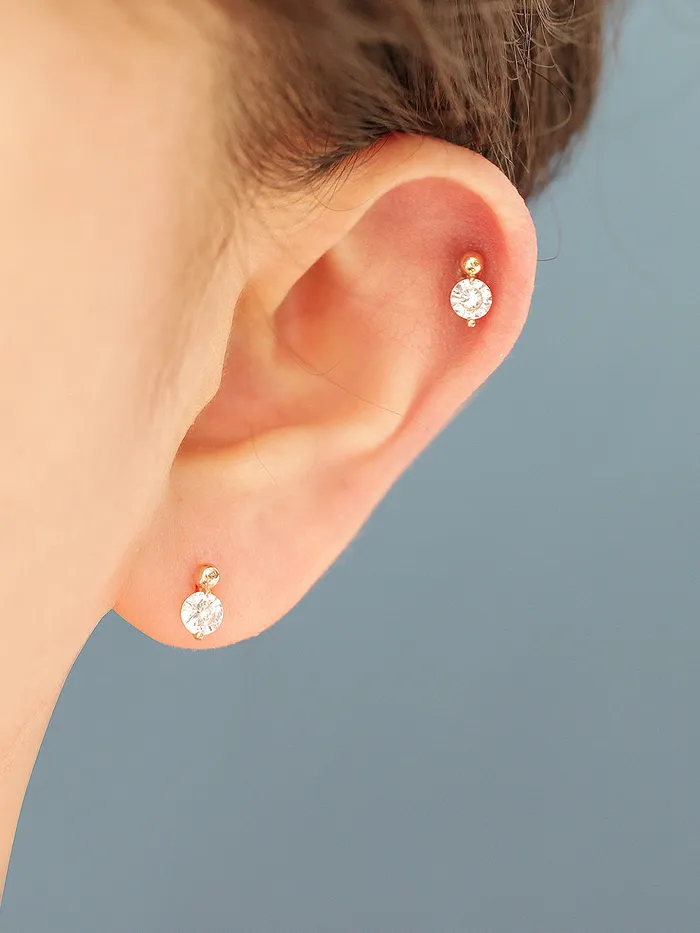 MinimalBijoux Earrings 14K Gold Point Cubic Mini Ball Cartilage Earring 20G18G16G MinimalBijoux Earrings 14K Gold Point Cubic Mini Ball Cartilage Earring 20G18G16G