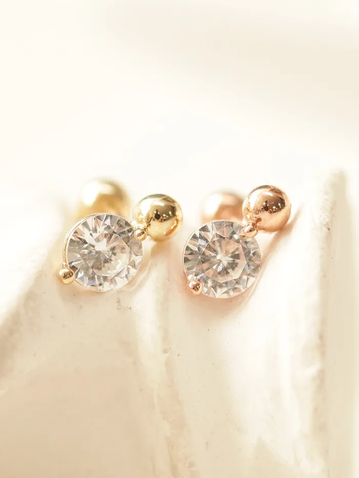 MinimalBijoux Earrings 14K Gold Point Cubic Mini Ball Cartilage Earring 20G18G16G