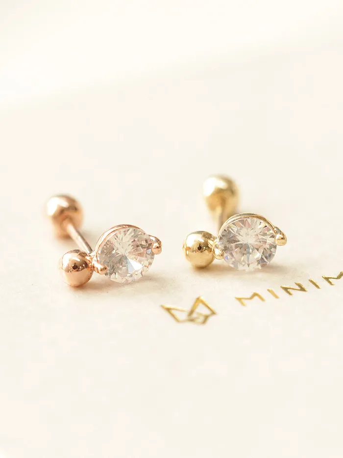 MinimalBijoux Earrings 14K Gold Point Cubic Mini Ball Cartilage Earring 20G18G16G