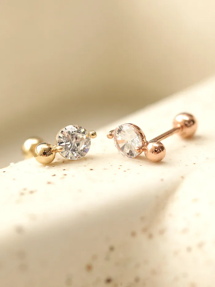 MinimalBijoux Earrings 14K Gold Point Cubic Mini Ball Cartilage Earring 20G18G16G