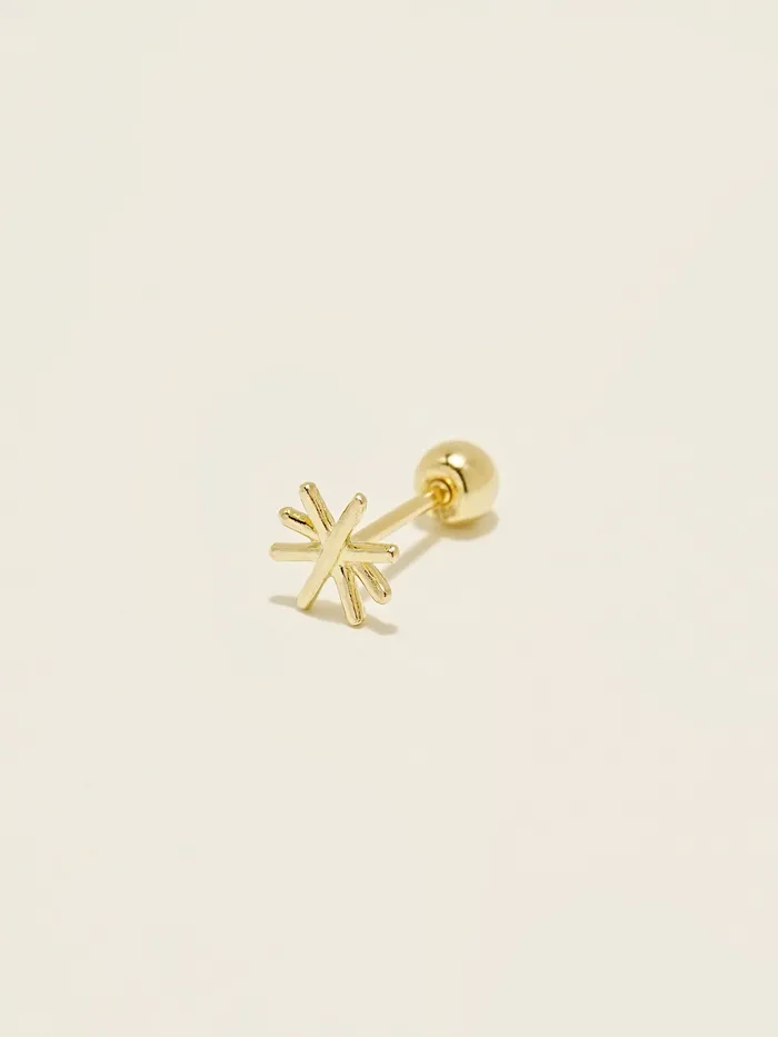 MinimalBijoux Earrings 14K Gold Swing Snow Cartilage Earring 20G