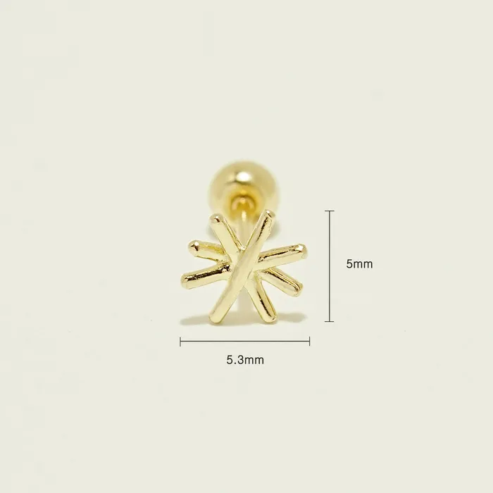 MinimalBijoux Earrings 14K Gold Swing Snow Cartilage Earring 20G