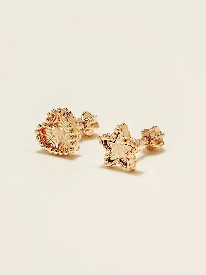 MinimalBijoux Earrings 14K Gold Volume Cutting Heart Star Cartilage Earring 18G16G