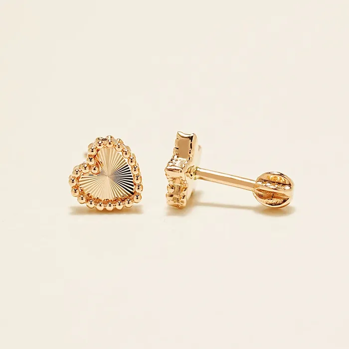 MinimalBijoux Earrings 14K Gold Volume Cutting Heart Star Cartilage Earring 18G16G