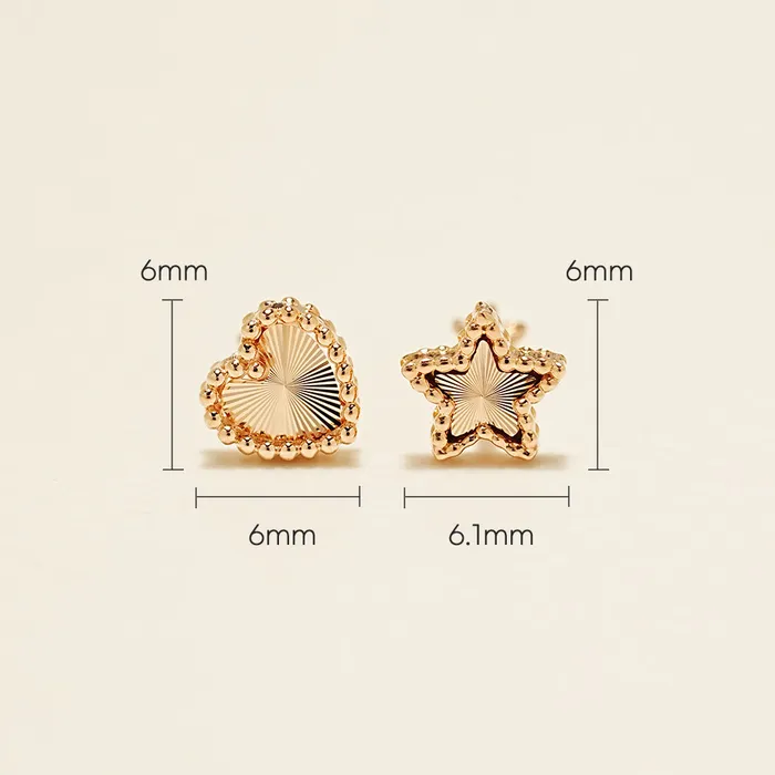 MinimalBijoux Earrings 14K Gold Volume Cutting Heart Star Cartilage Earring 18G16G
