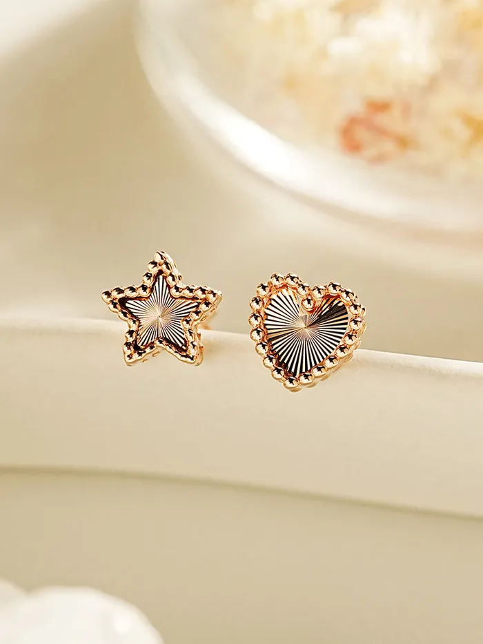 MinimalBijoux Earrings 14K Gold Volume Cutting Heart Star Cartilage Earring 18G16G