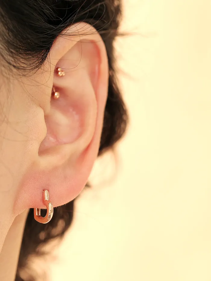 MinimalBijoux Earrings 14K Gold Volume Heart Hoop Earring