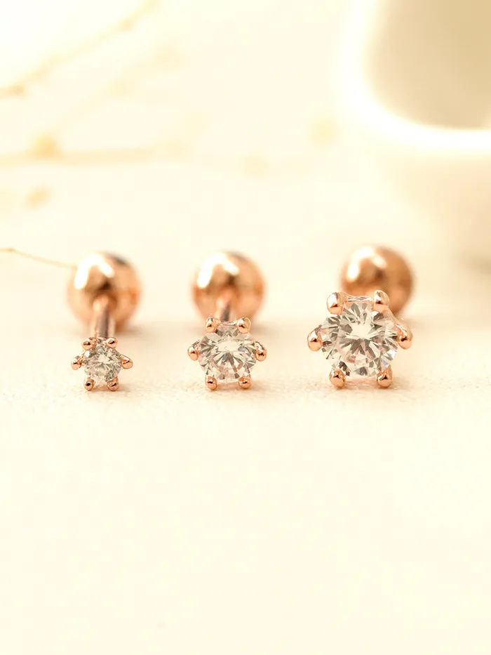MinimalBijoux Earrings 925 silver Cubic sixpronged cartilage earring 16G