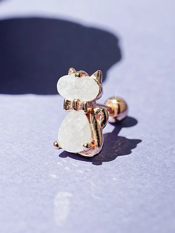 MinimalBijoux Earrings 925 Silver White Cat Cartilage Earring 20G