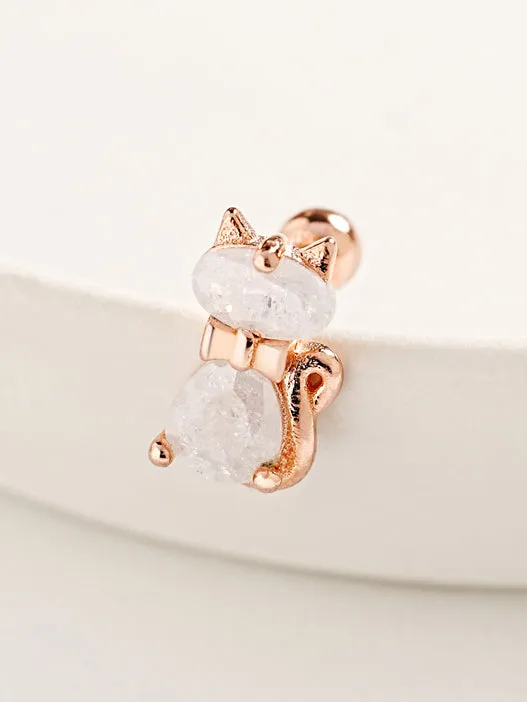 MinimalBijoux Earrings 925 Silver White Cat Cartilage Earring 20G