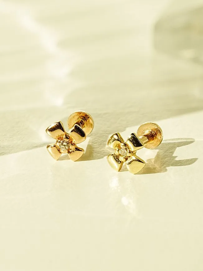 MinimalBijoux PreStyled Sets 14K Gold Cubic Clover Internally Threaded Labret Piercing 18G16G MinimalBijoux PreStyled Sets 14K Gold Cubic Clover Internally Threaded Labret Piercing 18G16G