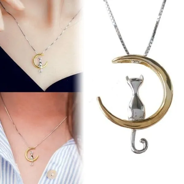 Moon Cat Vintage Necklace CatCurio Pet Store Necklaces