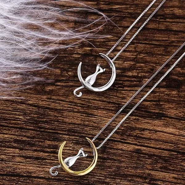 Moon Cat Vintage Necklace CatCurio Pet Store Necklaces