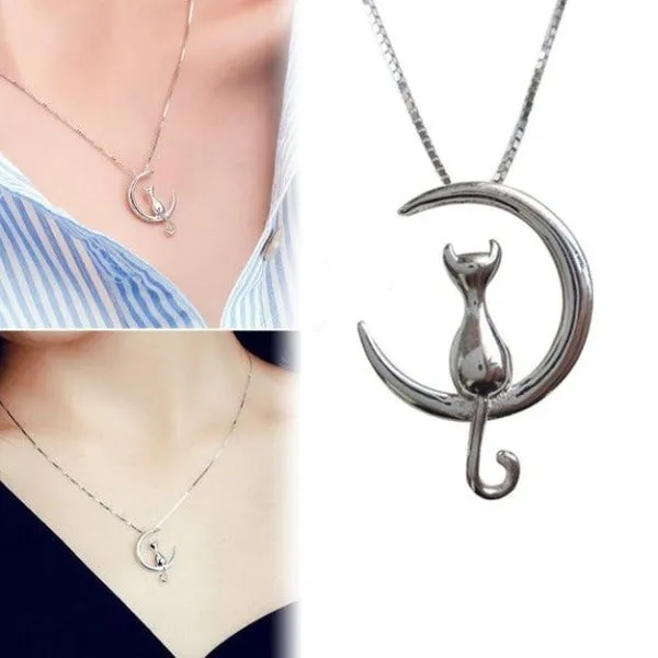Moon Cat Vintage Necklace CatCurio Pet Store Necklaces