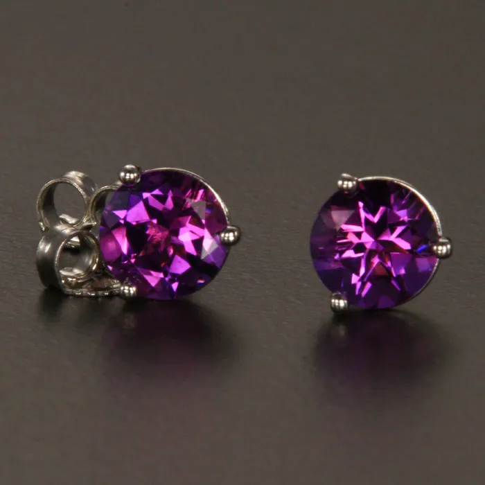 Moriartys Gem Art Earrings 14K White Gold Purple Round Amethyst Stud Earrings 147 Carats Moriartys Gem Art Earrings 14K White Gold Purple Round Amethyst Stud Earrings 147 Carats