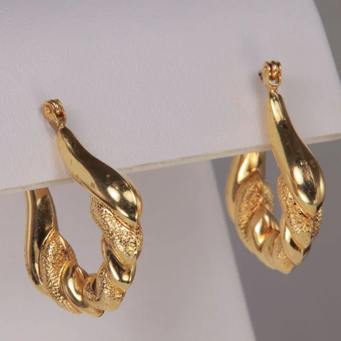 Moriartys Gem Art Earrings 14K Yellow Gold Knocker Hoop Earrings