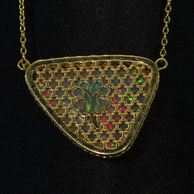 Moriartys Gem Art PreStyled Sets 18K Yellow Gold Freeform Cabochon Opal Pendant