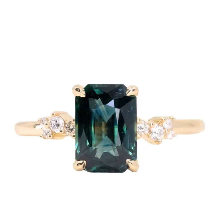 Nashan 307ct Multicolor Teal and Purple Radiant Cut Sapphire and Diamond ring in 14k Yellow Gold Rings Nashan 307ct Multicolor Teal and Purple Radiant Cut Sapphire and Diamond ring in 14k Yellow Gold Rings