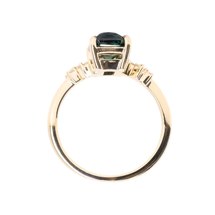 Nashan 307ct Multicolor Teal and Purple Radiant Cut Sapphire and Diamond ring in 14k Yellow Gold Rings