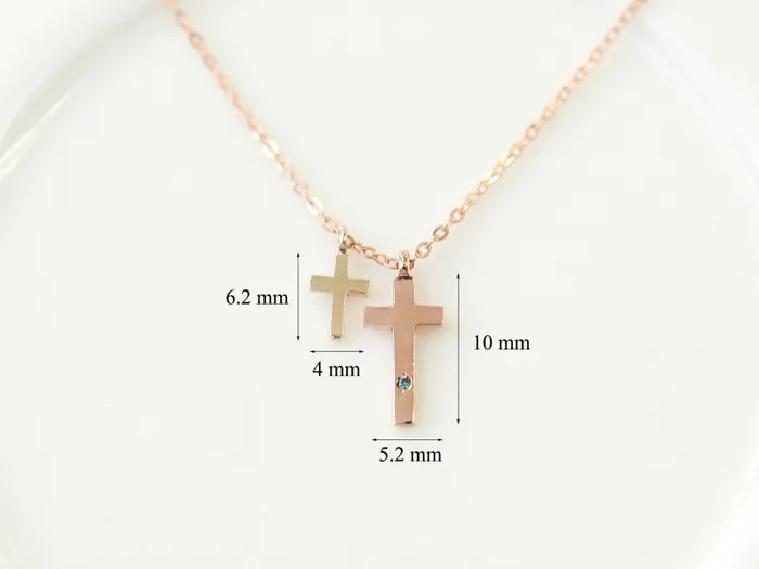 Necklaces 14K 18K Gold Double Cross Necklace MinimalBijoux