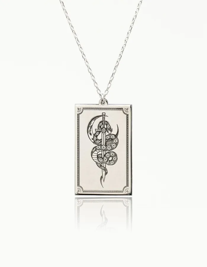 Necklaces artuckycom Snake and Sword Silver Necklace