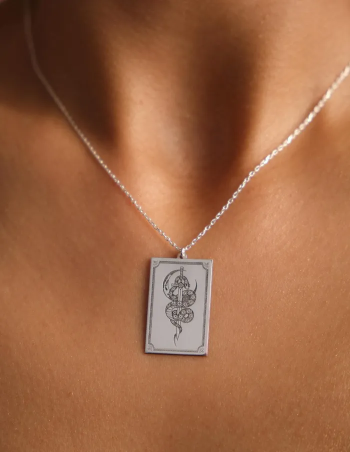 Necklaces artuckycom Snake and Sword Silver Necklace