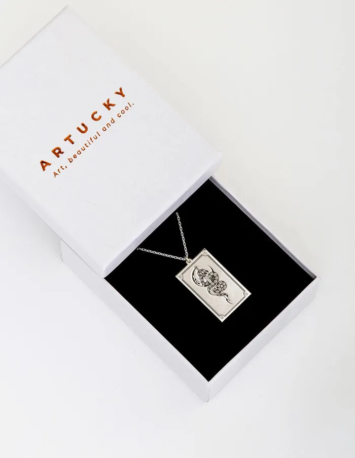 Necklaces artuckycom Snake and Sword Silver Necklace