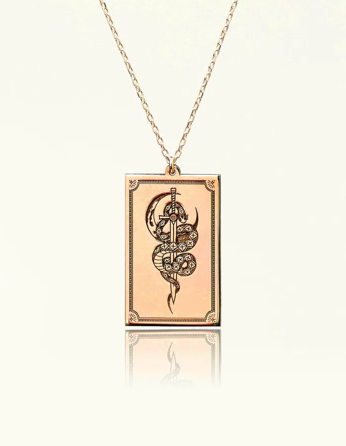 Necklaces artuckycom Snake and Sword Silver Necklace