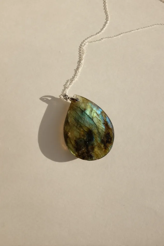 Necklaces collectionno2 DROP VINTAGE STONE SILVER NECKLACE 925
