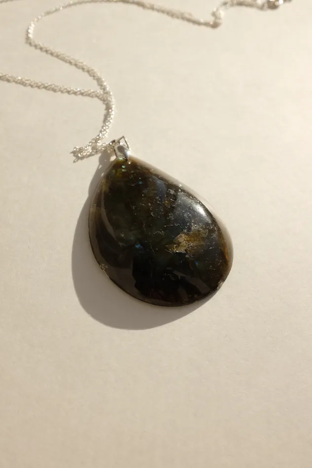 Necklaces collectionno2 DROP VINTAGE STONE SILVER NECKLACE 925
