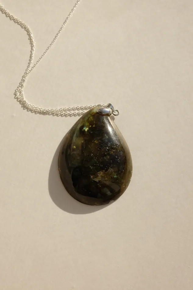 Necklaces collectionno2 DROP VINTAGE STONE SILVER NECKLACE 925