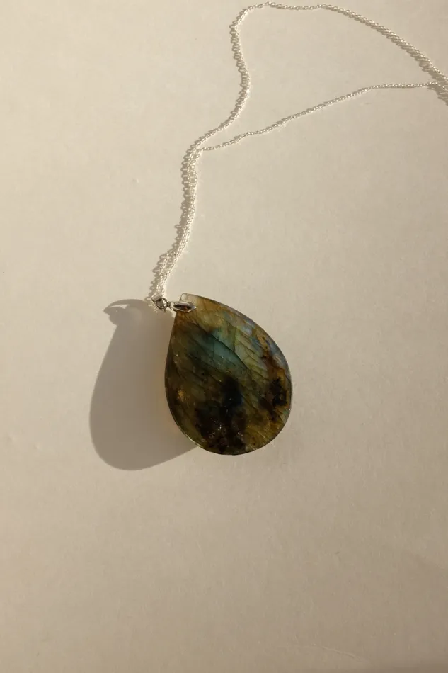 Necklaces collectionno2 DROP VINTAGE STONE SILVER NECKLACE 925
