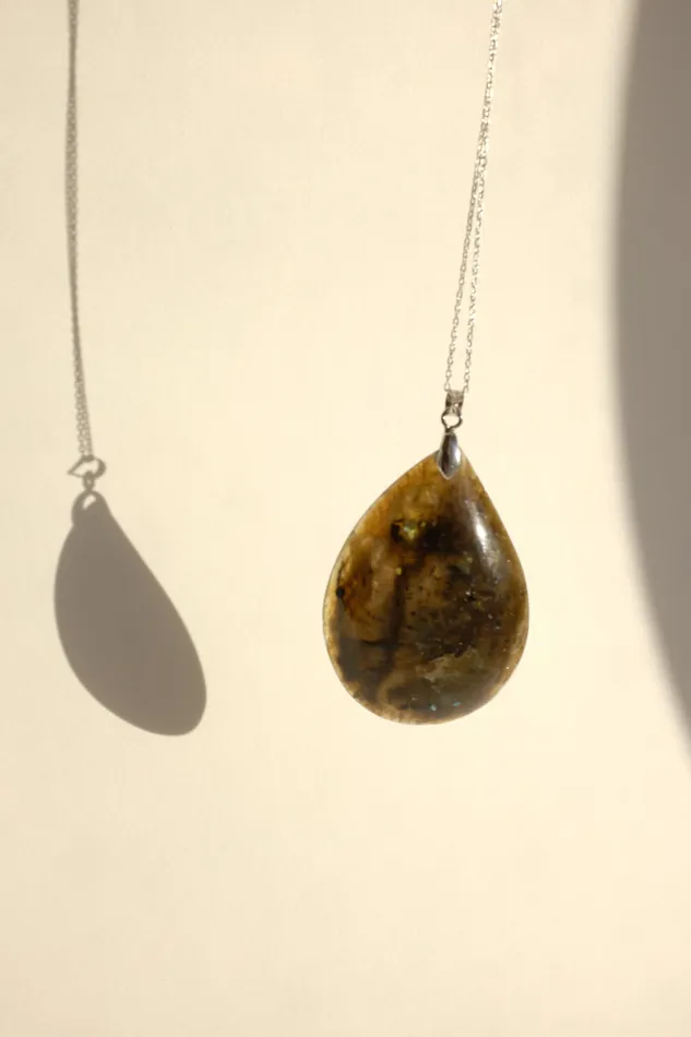 Necklaces collectionno2 DROP VINTAGE STONE SILVER NECKLACE 925