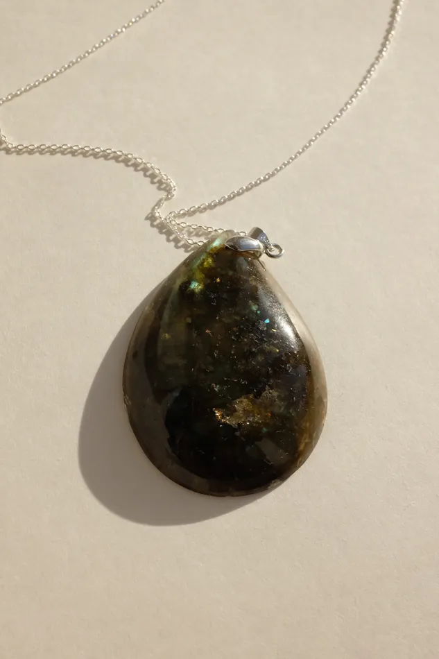 Necklaces collectionno2 DROP VINTAGE STONE SILVER NECKLACE 925