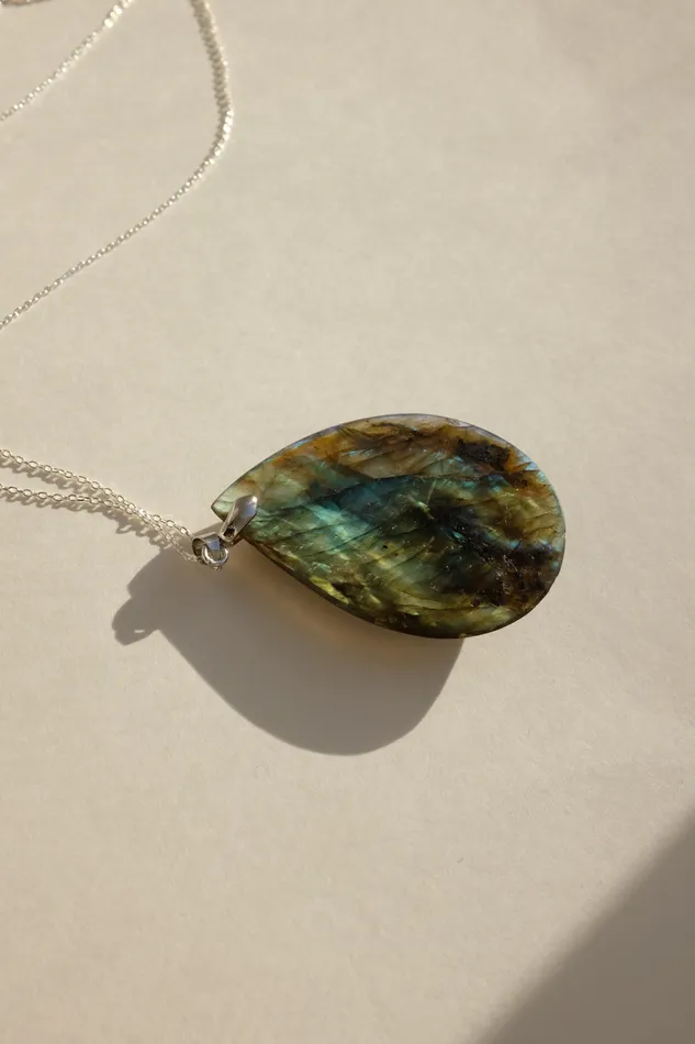 Necklaces collectionno2 DROP VINTAGE STONE SILVER NECKLACE 925