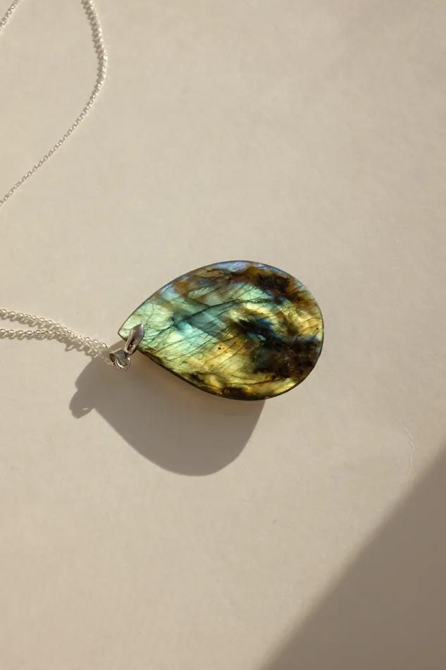 Necklaces collectionno2 DROP VINTAGE STONE SILVER NECKLACE 925